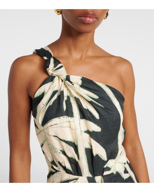 Johanna Ortiz White Bedrucktes One-Shoulder-Midikleid