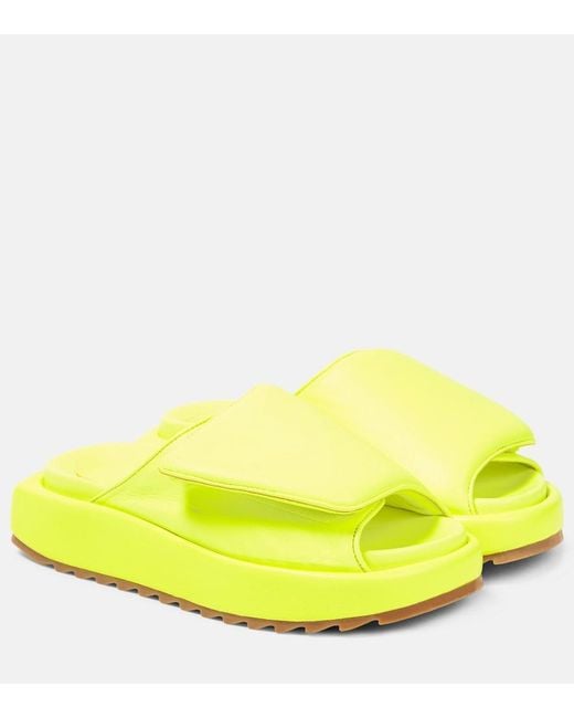 Gia Borghini Yellow Gia 1 Leather Slides