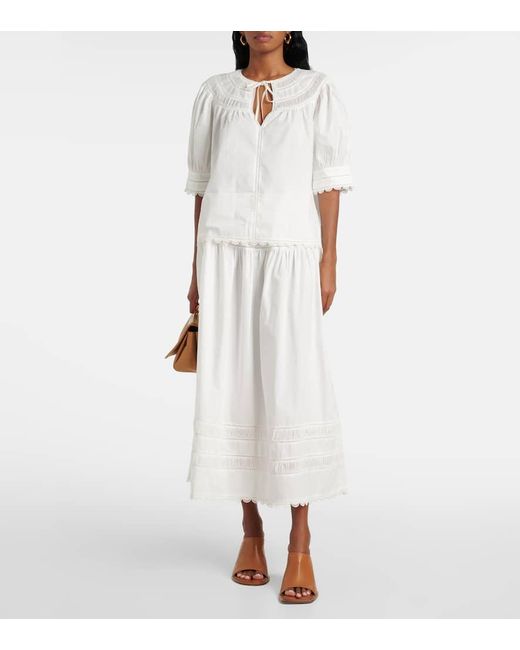 Falda Larga Harlow De Popelin De Algodon Ulla Johnson de color White