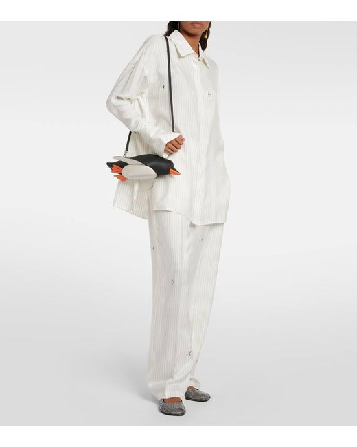 X Suna Fujita camisa fil coupe de seda y algodon Loewe de color White