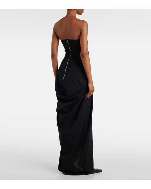 Rick Owens Black Amphora Prong Wool Grain De Poudre Gown