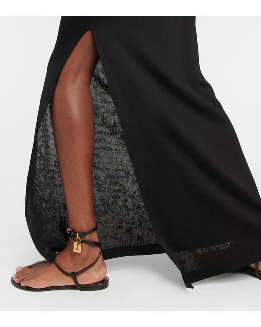 Tom Ford Black Padlock Leather Thong Sandals