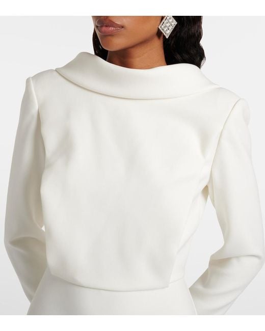 Roland Mouret White Crepe Midi Dress