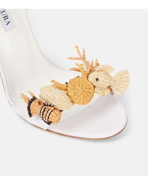Aquazzura Natural Sandalen Marea 105 Aus Raffiabast