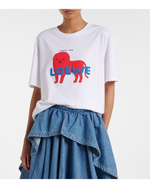 Loewe White Logo Cotton Jersey T-Shirt