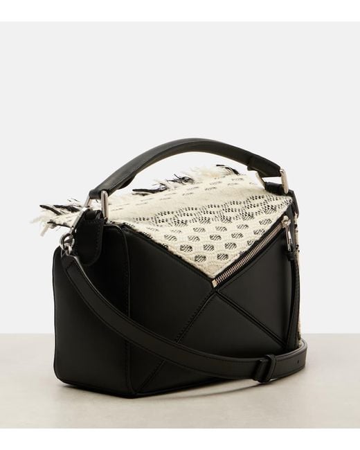 Loewe Metallic Puzzle Small Fringed Leather Shoulder Bag