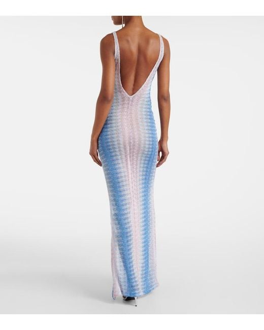 Missoni Blue Zigzag Ombre Lame Maxi Dress