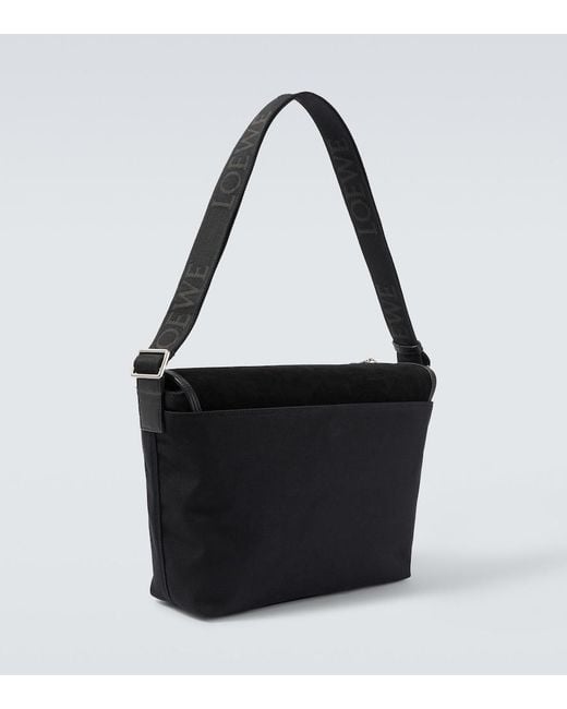 Loewe Black Flex Medium Canvas And Suede Messenger Bag for men