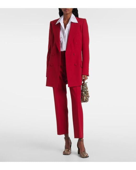 Dries Van Noten Red Wool Slim Pants