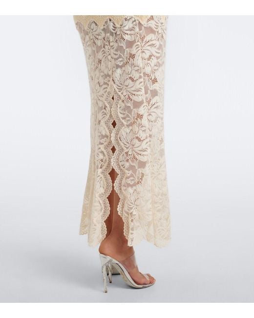 Rabanne White Lace And Satin Maxi Dress