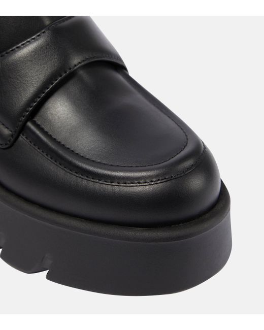 Gianvito Rossi Black Farren Leather Platform Penny Loafers