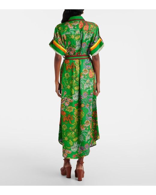 ALÉMAIS Green Fiesta Printed Belted Shirt Dress