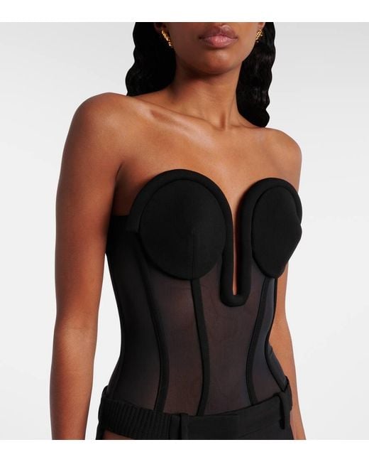Jean Paul Gaultier Black Mesh Corset Bodysuit