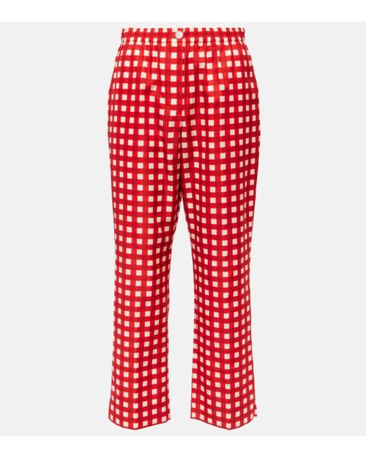 Pantalon Tottenham en soie et coton a carreaux Joseph en coloris Red