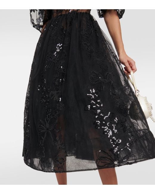 Simone Rocha Black Sequined Tulle Gown