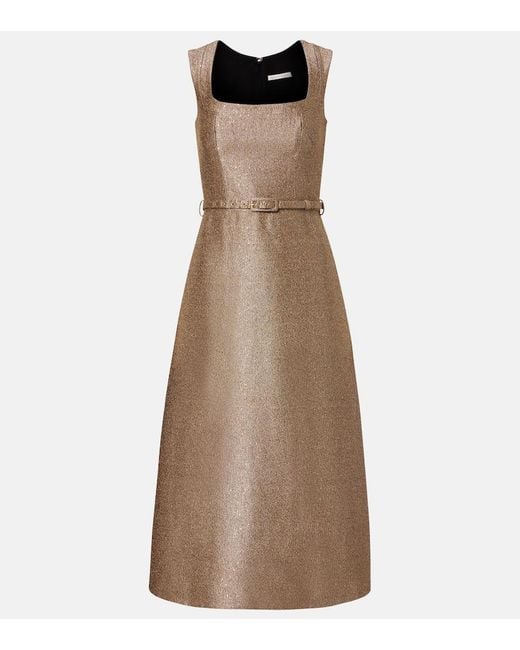 emilia wickstead brown dress Catrina High Neck Dress in Brown Double Crepe