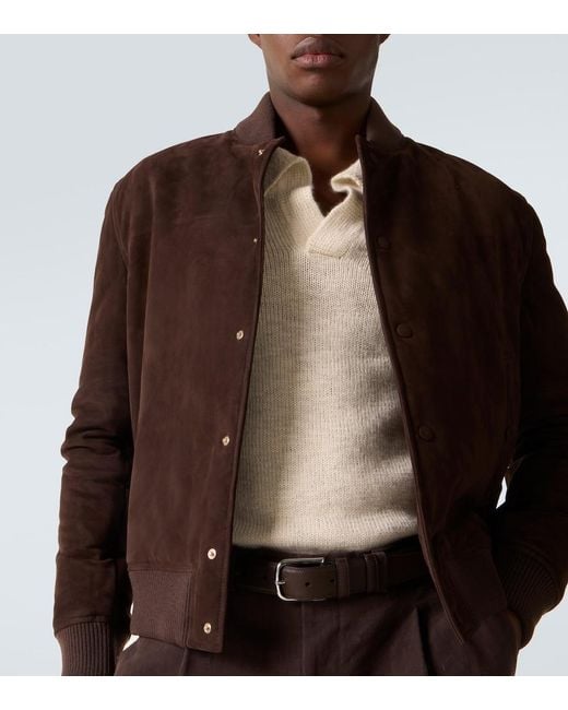 Gabriela Hearst Brown Suede Bomber Jacket for men