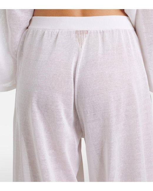 Alaïa White Linen And Silk Wide-Leg Pants