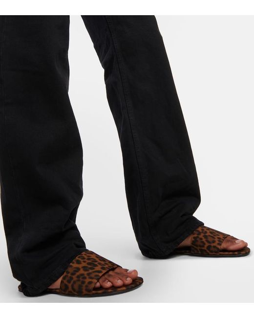 Saint Laurent Brown Carlyle Leopard-print Satin Sandals