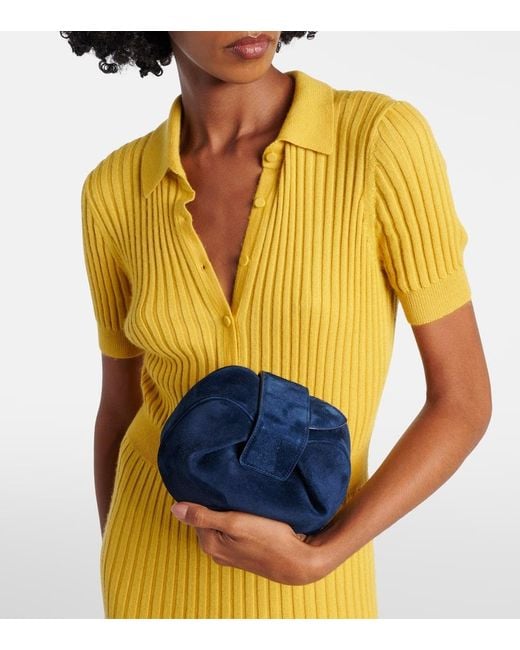 Gabriela Hearst Blue Soft Demi Mini Suede Clutch