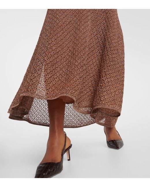 Tom Ford Brown Open-Knit Lurex Maxi Dress