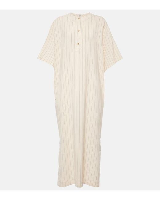 Totême White Pinstriped Midi Shirt Dress