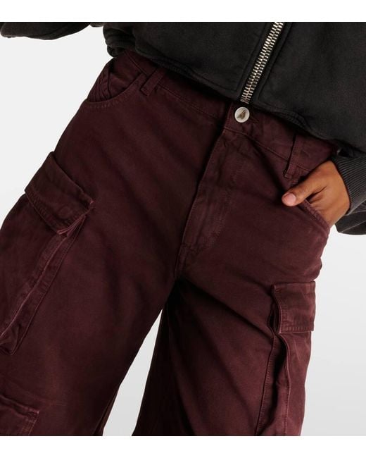 The Attico Red Fern Faded Cargo Barrel-Leg Jeans