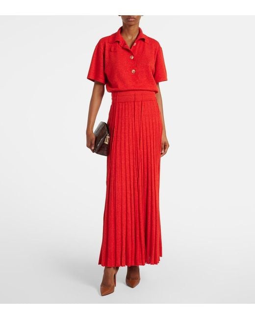 Christopher Esber Red Linen And Silk-Blend Maxi Skirt