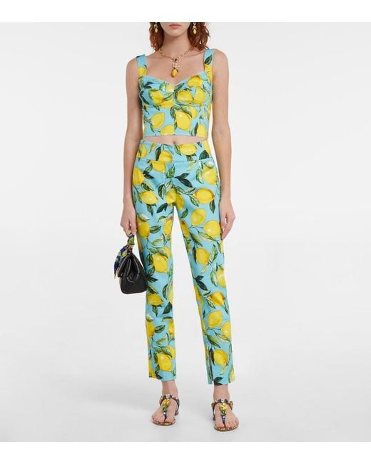 Dolce & Gabbana Multicolor Printed Cotton-blend Bustier Top