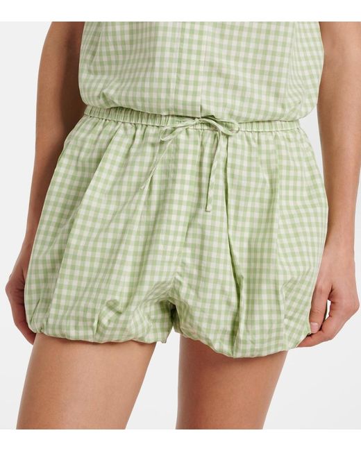 Jonathan Simkhai Green Gingham Cotton-Blend Shorts