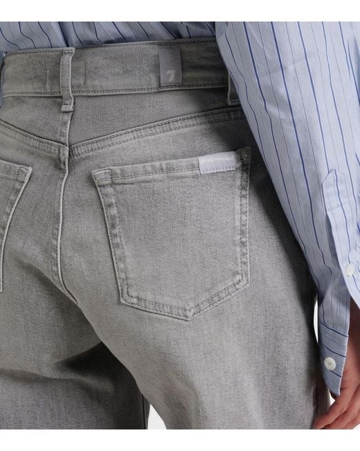 7 For All Mankind Gray Lotta High-Rise Wide-Leg Jeans