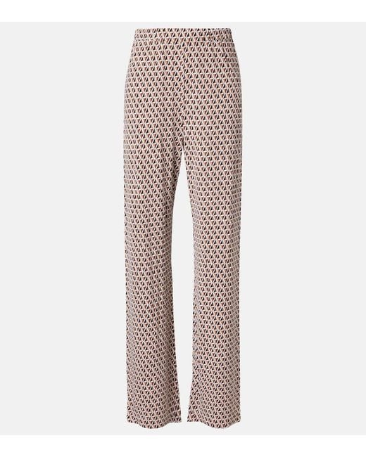 Max Mara Multicolor Abate Printed Wide-Leg Pants