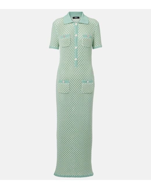Versace Green Crochet Cotton-Blend Maxi Dress