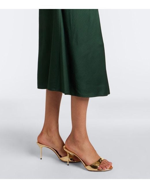 Erdem Green Floral-Applique Satin Seersucker Midi Dress