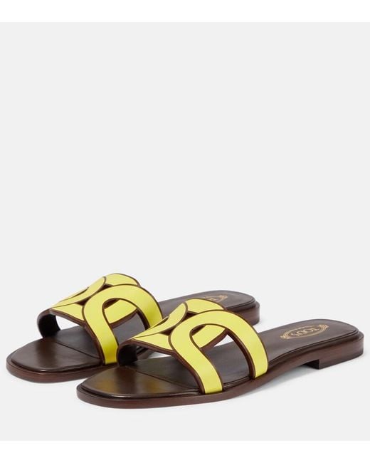 Tod's Yellow Leather Slides