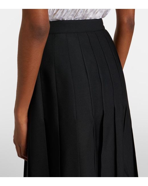 Chloé Black Pleated Virgin Wool Midi Skirt