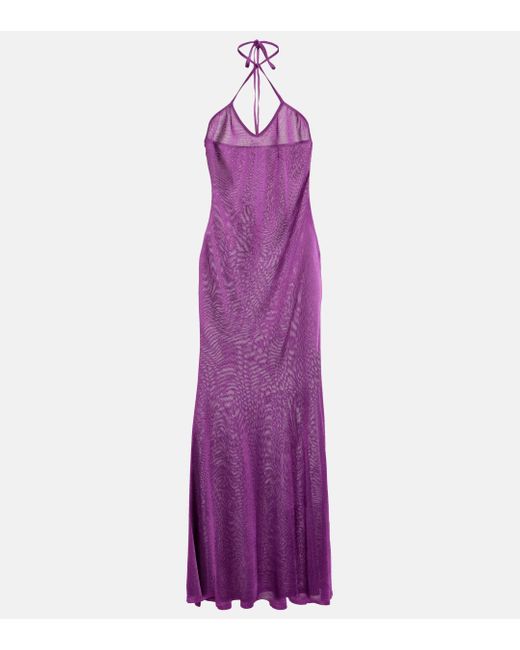 Tom Ford Purple Halterneck Jersey Maxi Dress