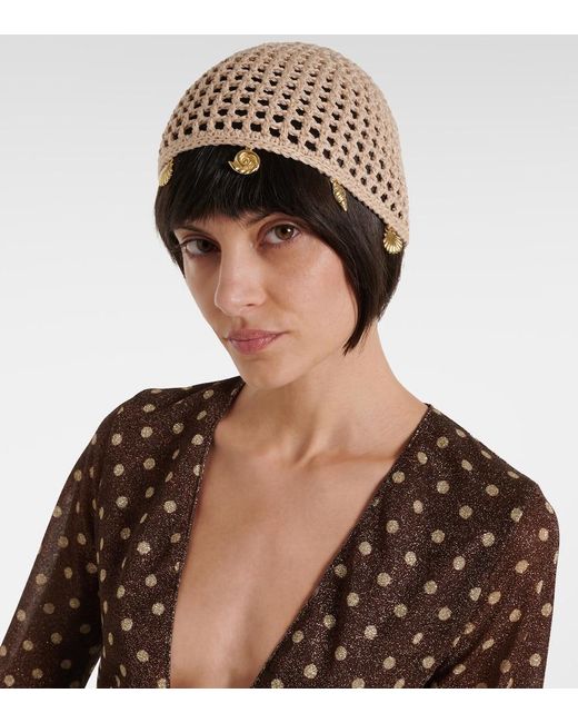 Oseree Natural Embellished Crochet Cotton Hat