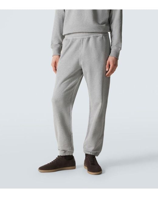 Zegna Gray Logo Cotton Sweatpants for men
