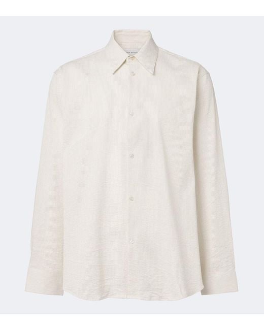 Studio Nicholson White View Striped Cotton And Linen Shirt for men