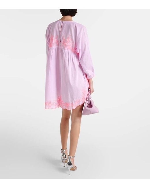 Juliet Dunn Pink Besticktes Minikleid aus Baumwolle