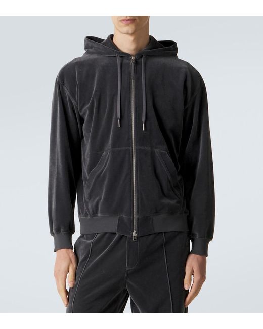Tom Ford Black Cotton-Blend Velour Zip-Up Hoodie for men