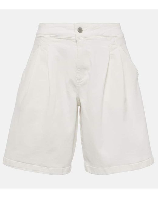 Shorts de denim de tiro alto AG Jeans de color White