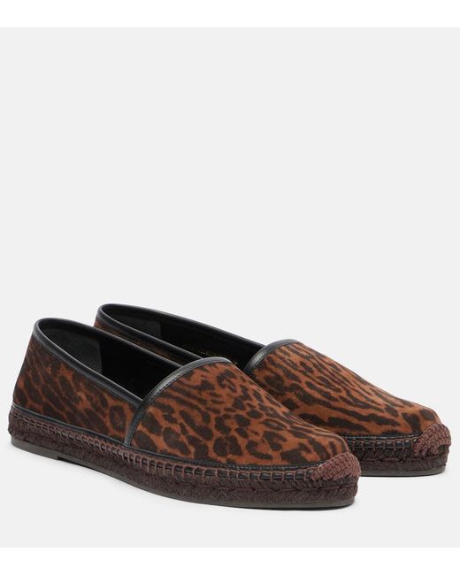 Tom Ford Brown Leopard-Print Suede Espadrilles