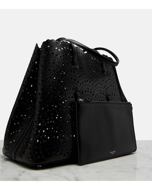 Alaïa Black Mina 37 Vienne Leather Tote Bag