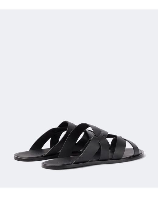 Manolo Blahnik Black Marvin Leather Sandals for men
