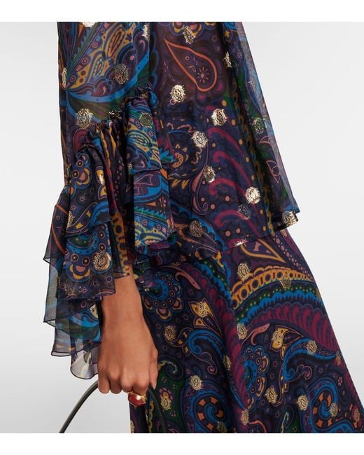 Etro Blue Paisley Silk Shirt
