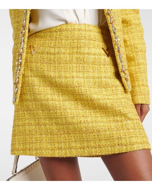 Valentino Yellow Vgold Tweed Miniskirt