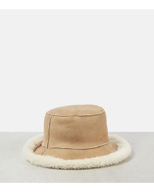 Brunello Cucinelli Natural Reversible Shearling Bucket Hat