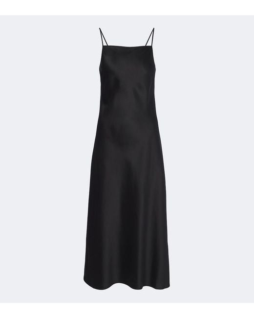 Joseph Black Cloe Silk Satin Midi Dress